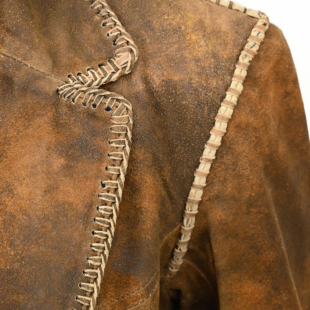 Genuine Vintage leather Women shirt jacket dress