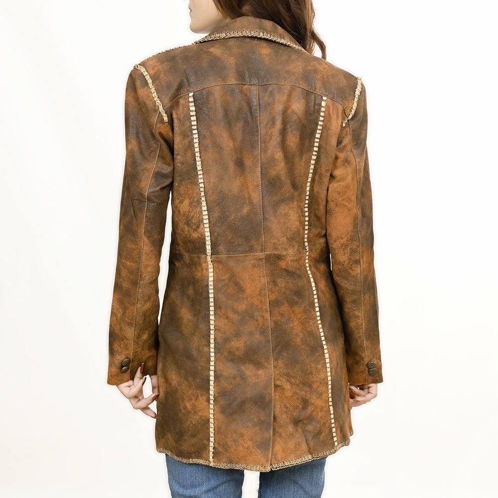 Genuine Vintage leather Women shirt jacket dress