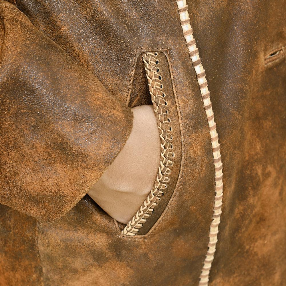 Genuine Vintage leather Women shirt jacket dress