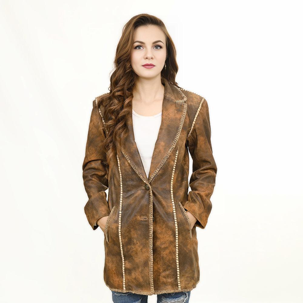 Genuine Vintage leather Women shirt jacket dress