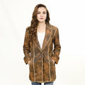 Genuine Vintage leather Women shirt jacket dress