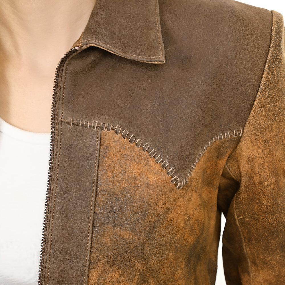 Genuine Vintage leather Women shirt jacket dress