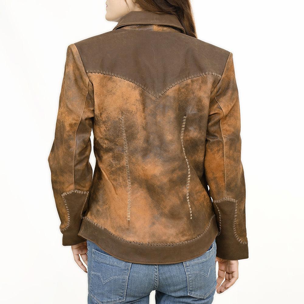 Genuine Vintage leather Women shirt jacket dress