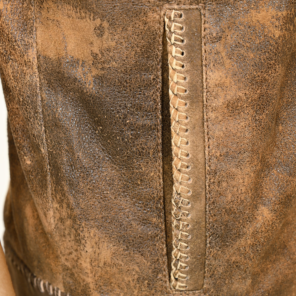 Genuine Vintage leather Women shirt jacket dress