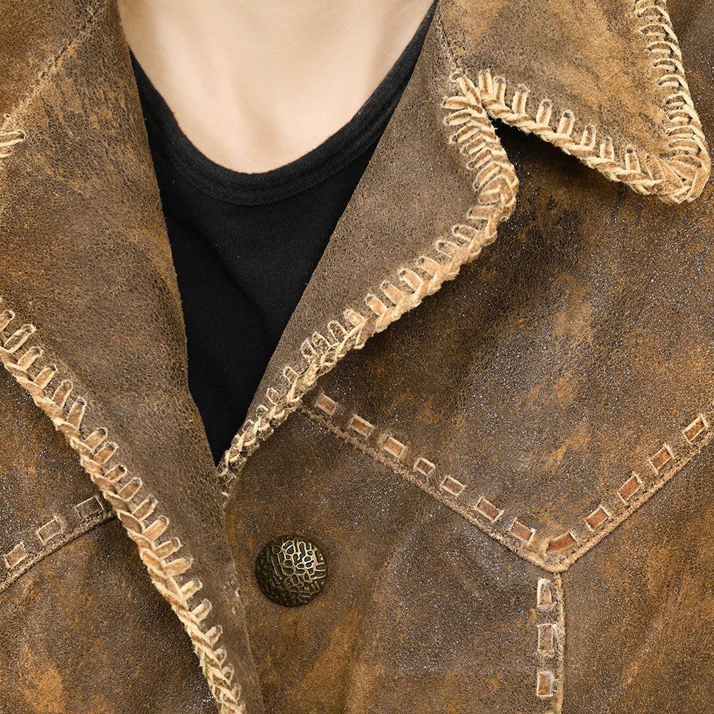 Genuine Vintage leather Women shirt jacket dress