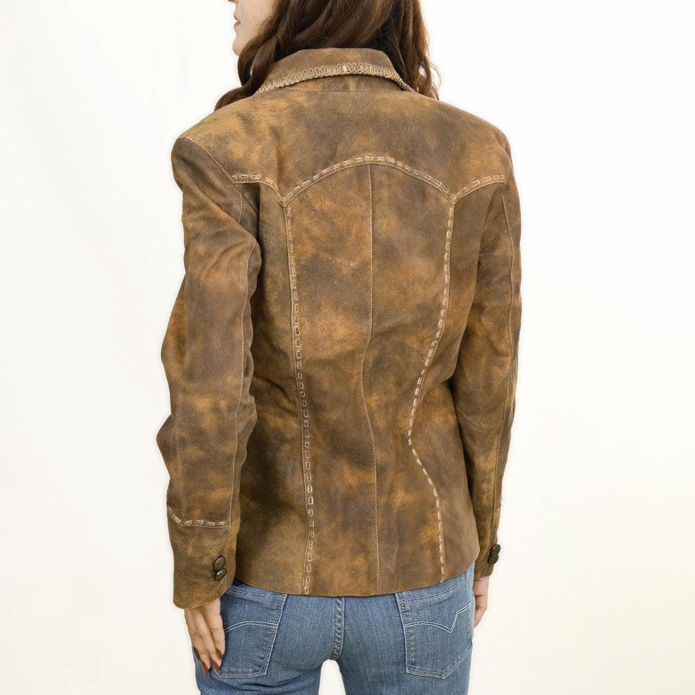 Genuine Vintage leather Women shirt jacket dress