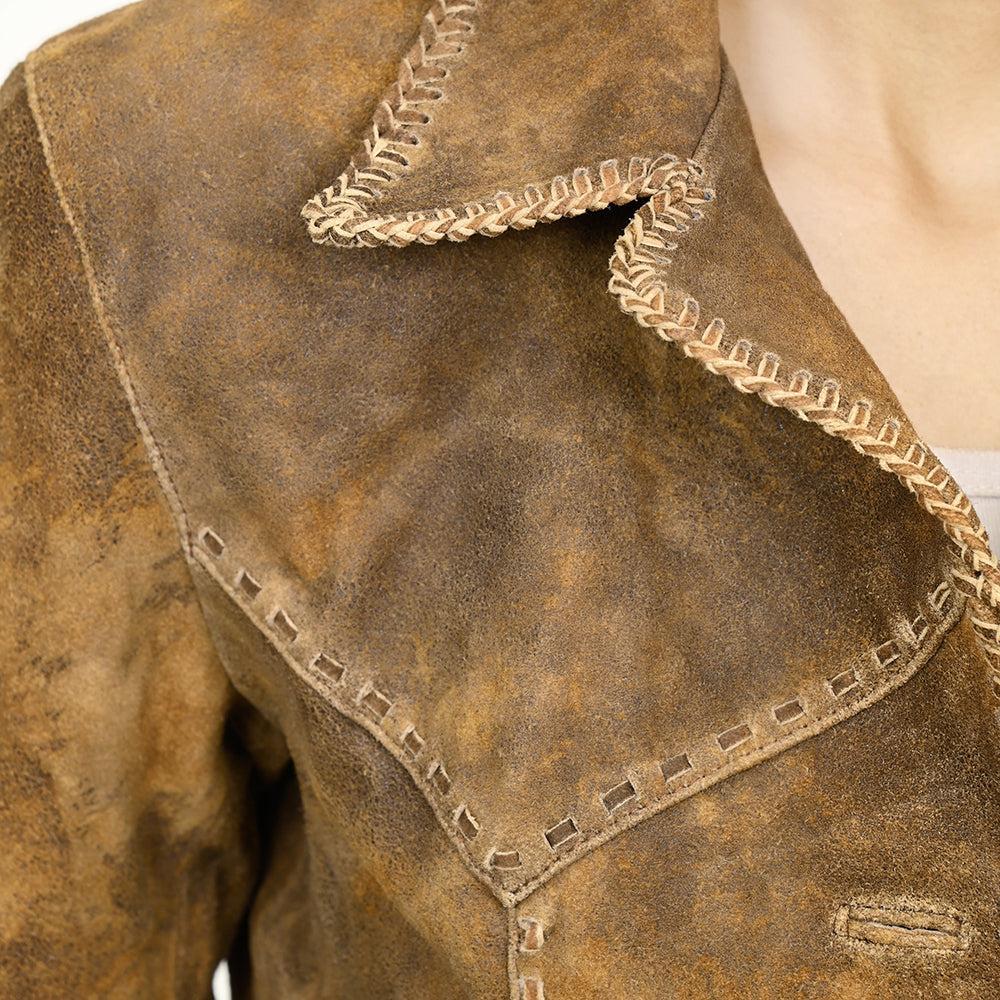 Genuine Vintage leather Women shirt jacket dress