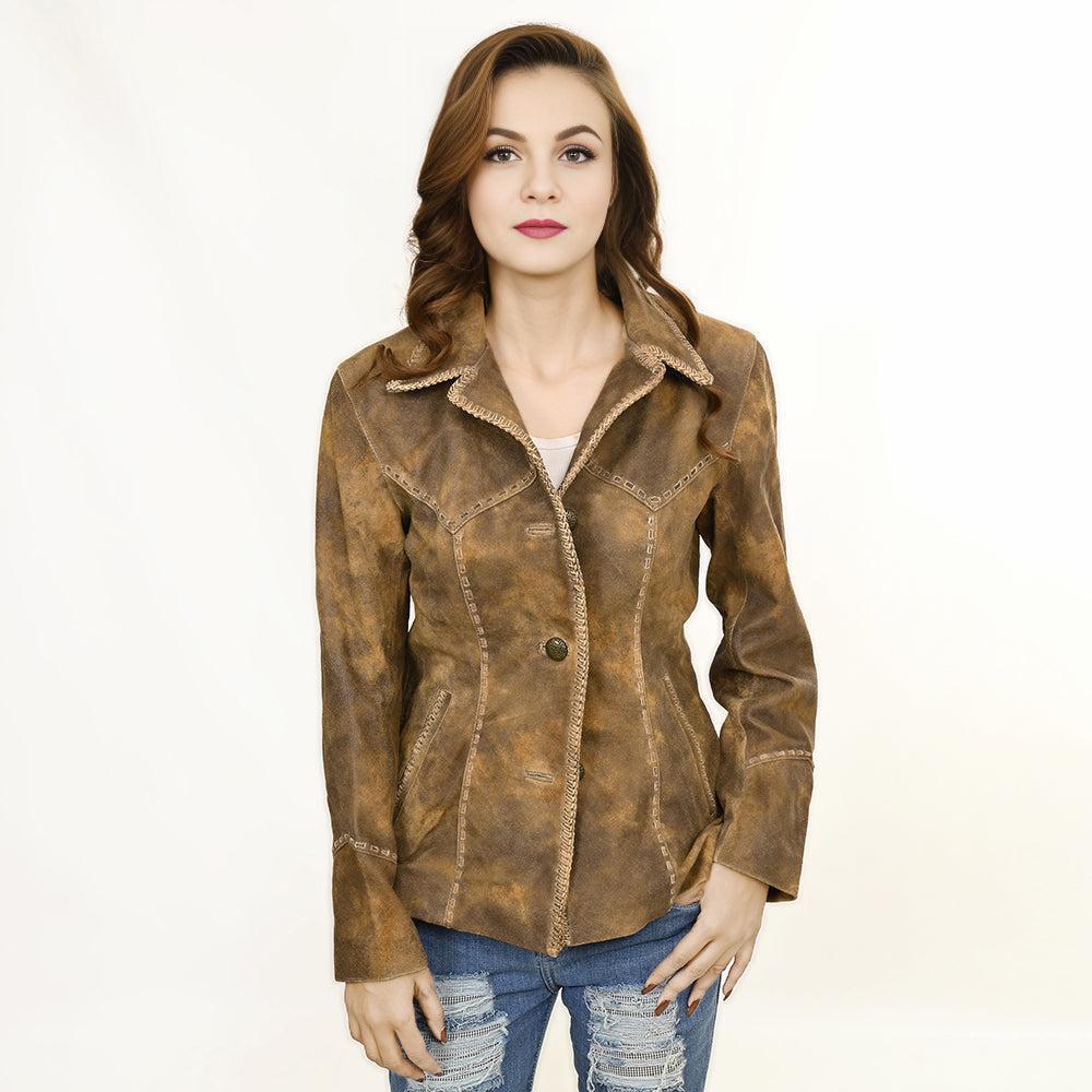Genuine Vintage leather Women shirt jacket dress