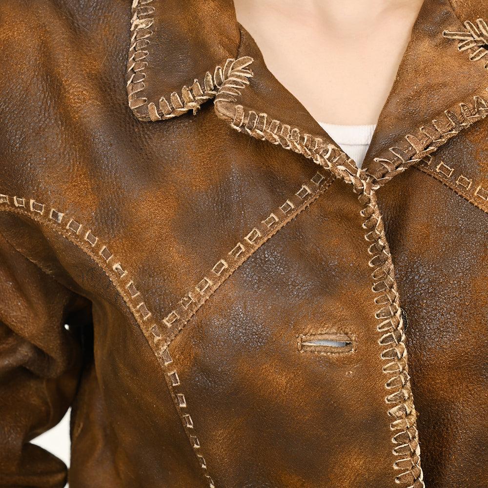 Genuine Vintage leather Women shirt jacket dress