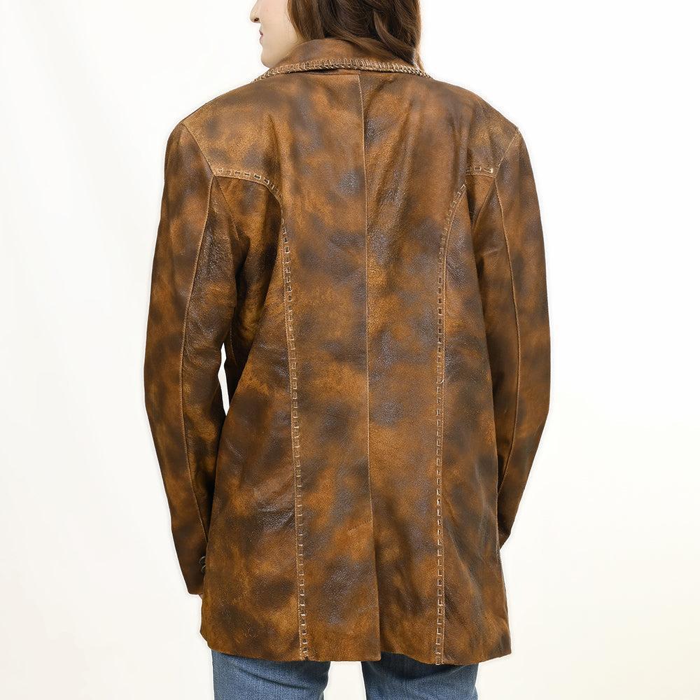 Genuine Vintage leather Women shirt jacket dress