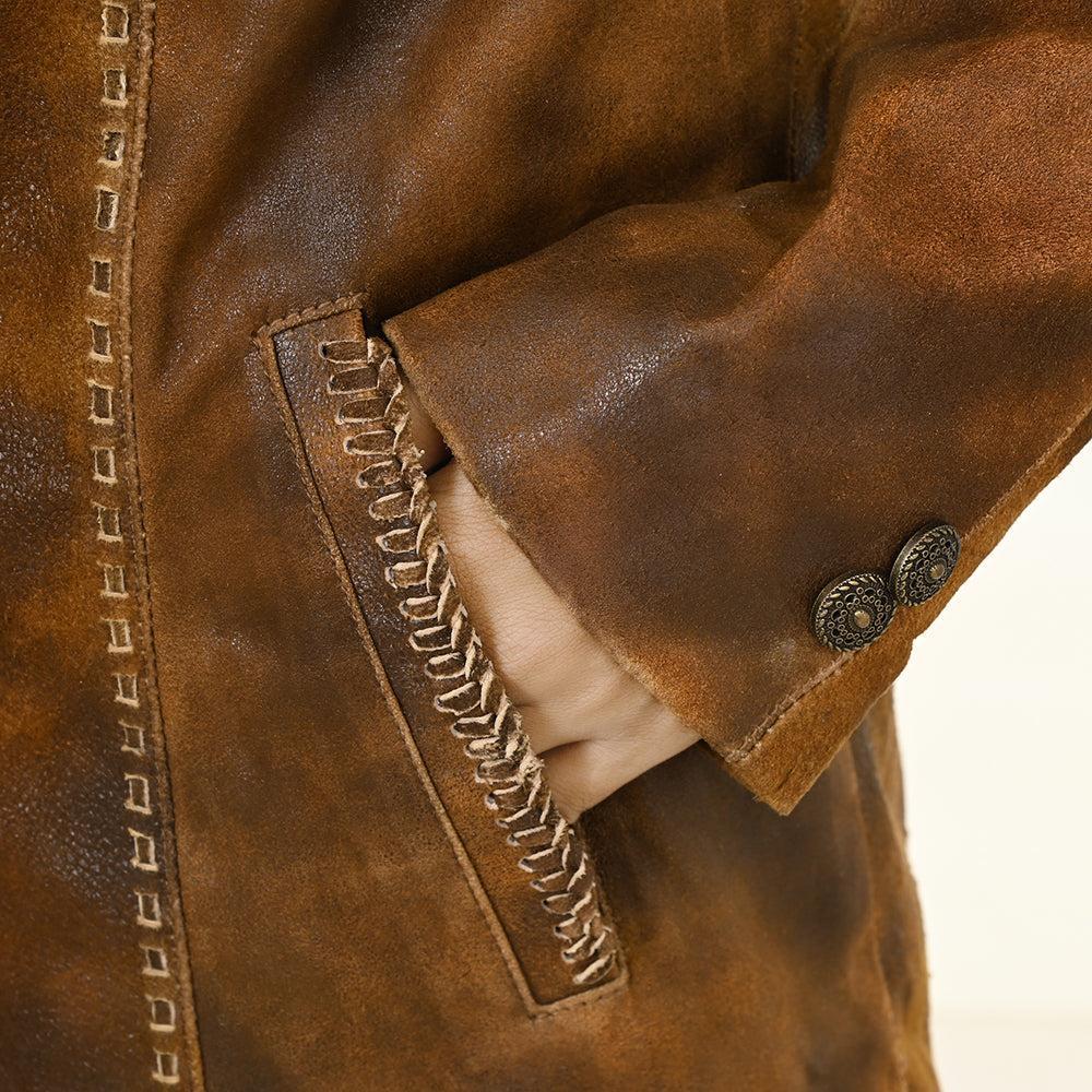 Genuine Vintage leather Women shirt jacket dress