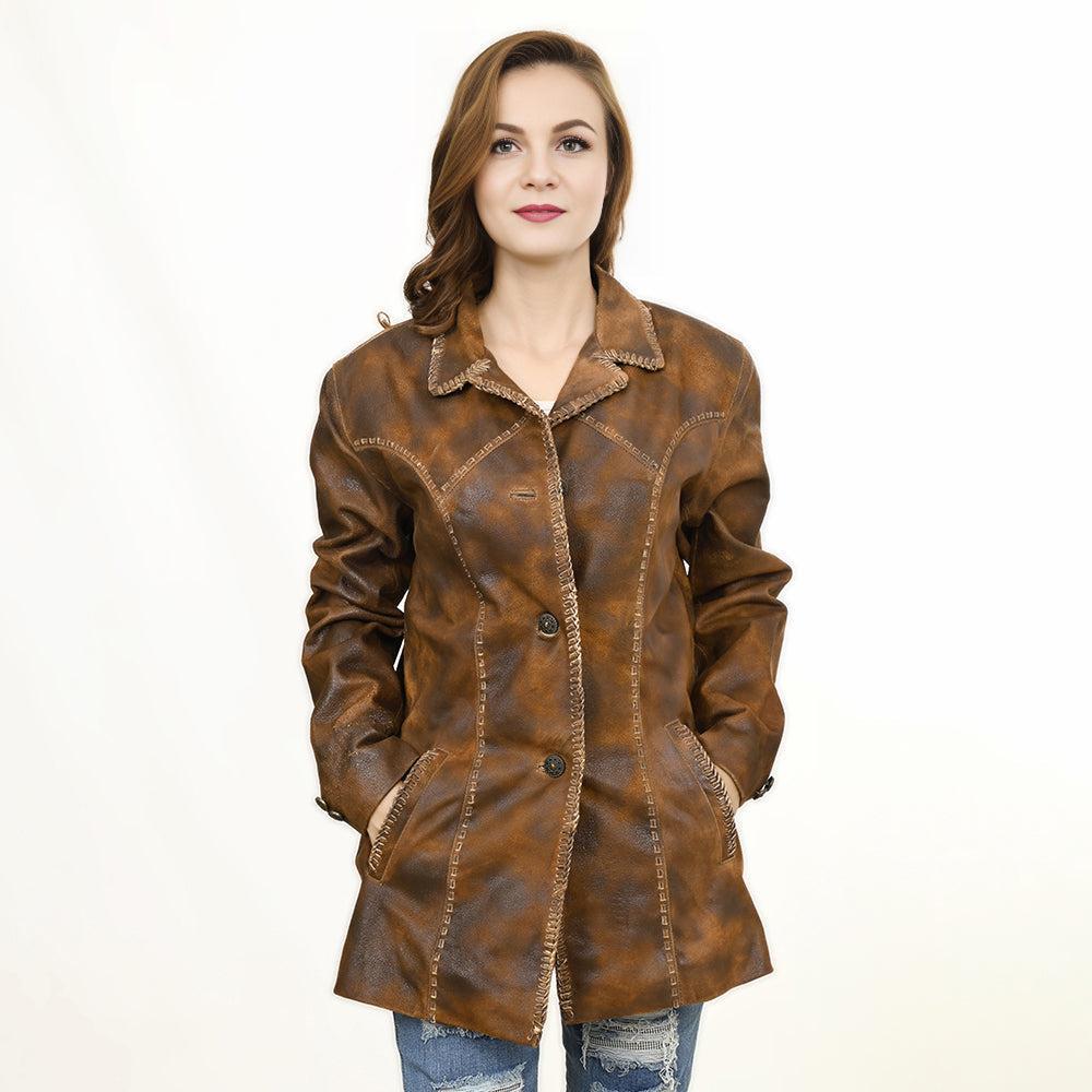 Genuine Vintage leather Women shirt jacket dress