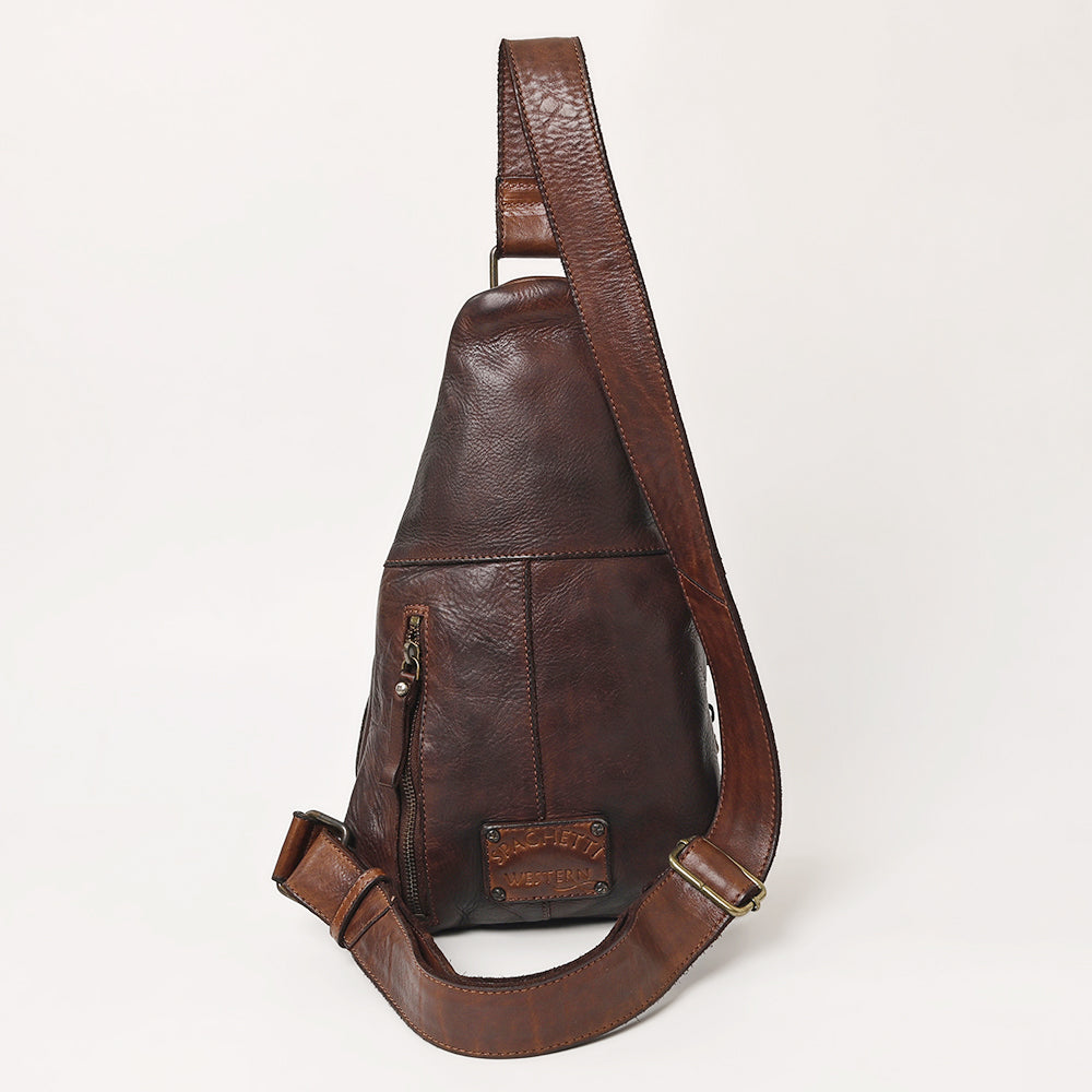Spaghetti Western Sling Vintage Handmade Drum Dyed Genuine European Cowhide Leather