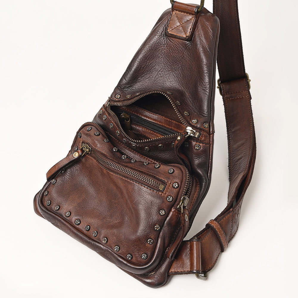 Spaghetti Western Sling Vintage Handmade Drum Dyed Genuine European Cowhide Leather