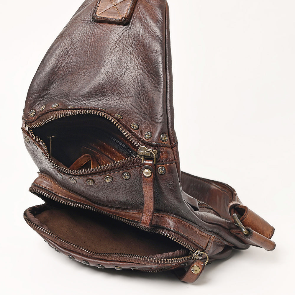 Spaghetti Western Sling Vintage Handmade Drum Dyed Genuine European Cowhide Leather