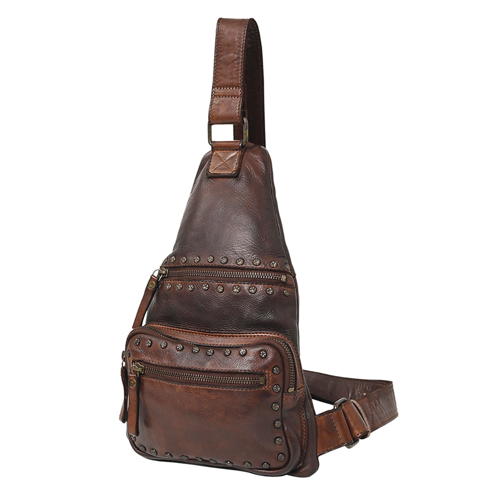 Spaghetti Western Sling Vintage Handmade Drum Dyed Genuine European Cowhide Leather