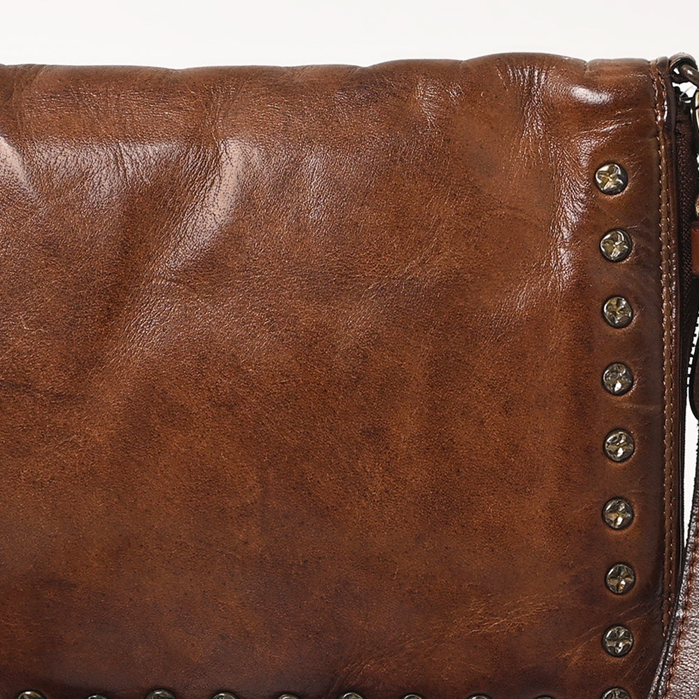 Spaghetti Western Swc197Brn Organiser Vintage Handmade Drum Dyed Genuine European Cowhide Leather Women Bag Western Handbag Purse