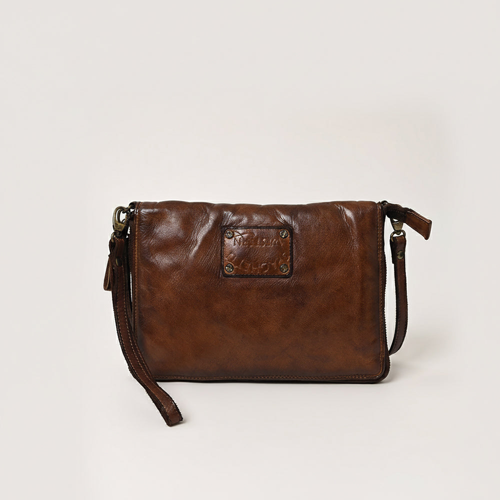 Spaghetti Western Swc197Brn Organiser Vintage Handmade Drum Dyed Genuine European Cowhide Leather Women Bag Western Handbag Purse