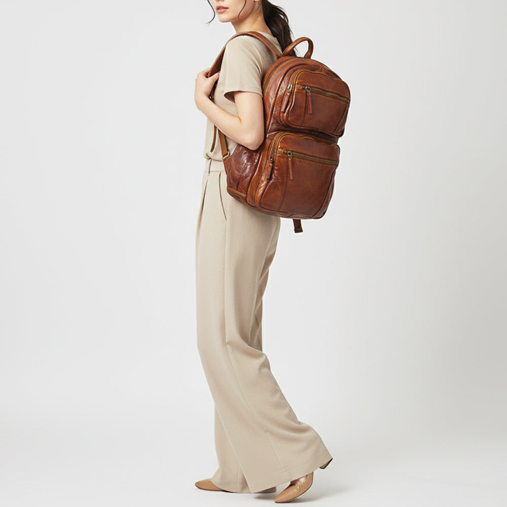 Spaghetti Western Swc414Cg Backpack Vintage Handmade Drum Dyed Genuine European Cowhide Leather Women Bag Western Handbag Purse