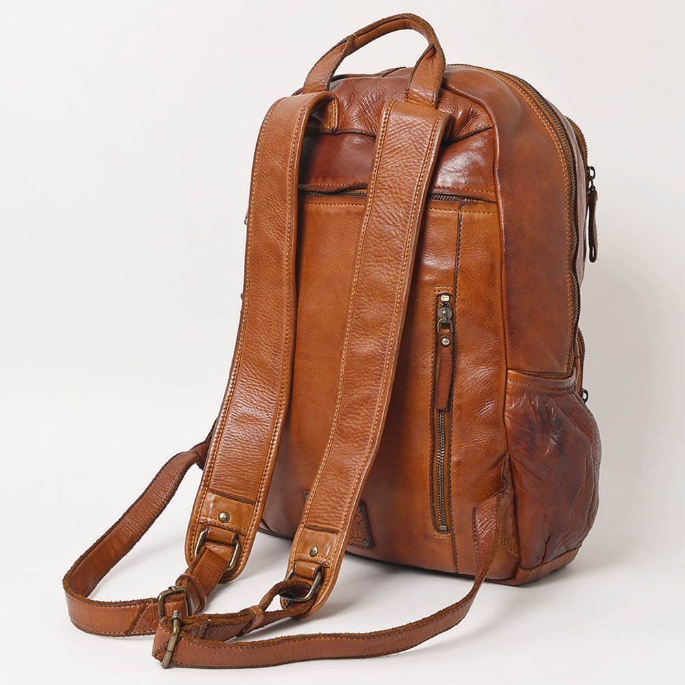 Spaghetti Western Backpack Vintage Handmade Drum Dyed Genuine European Cowhide Leather
