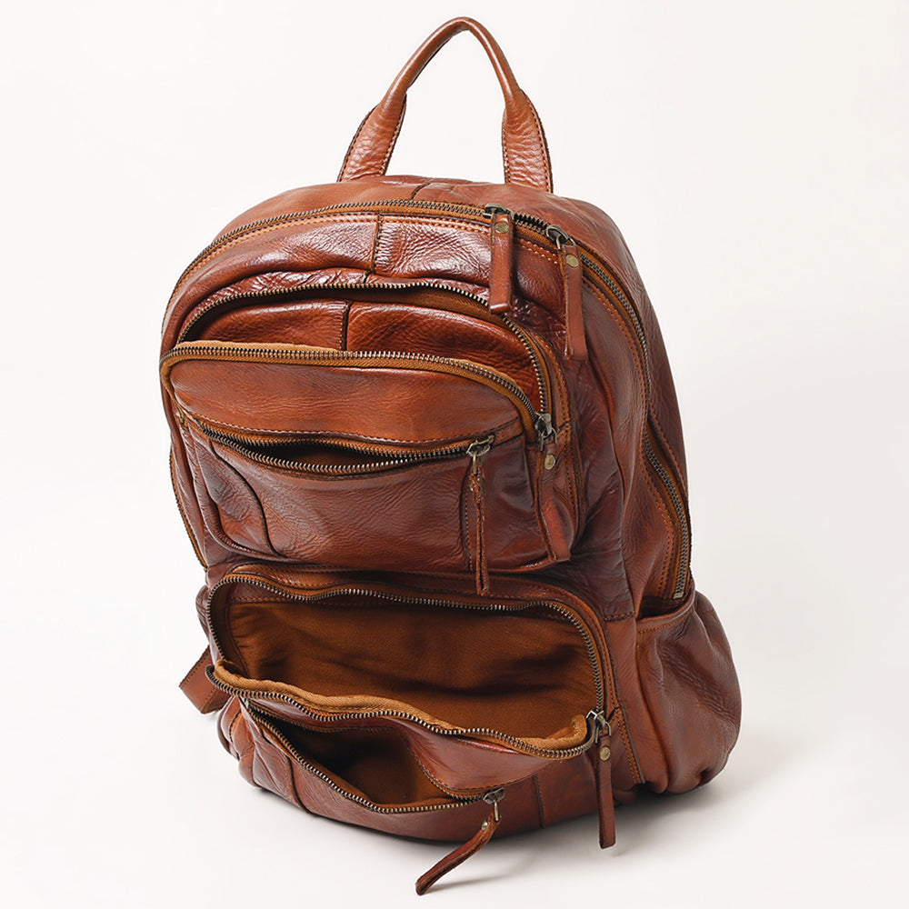 Spaghetti Western Backpack Vintage Handmade Drum Dyed Genuine European Cowhide Leather