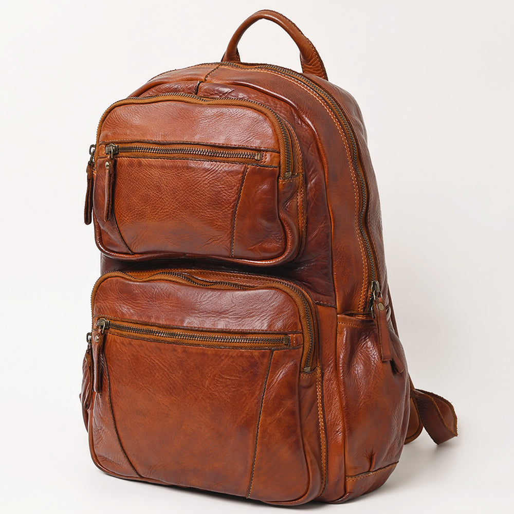 Spaghetti Western Backpack Vintage Handmade Drum Dyed Genuine European Cowhide Leather