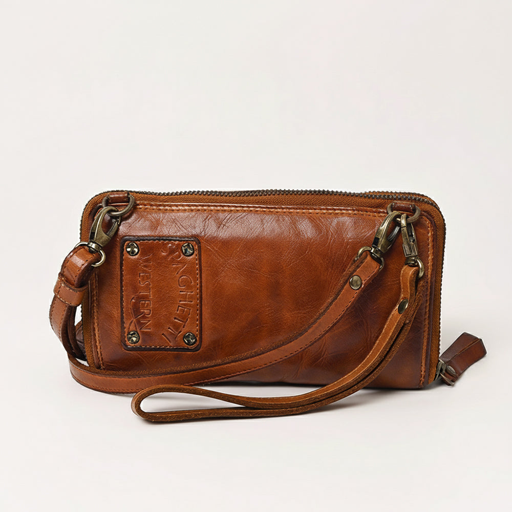 Spaghetti Western Swc433Cg Coin Purse Vintage Handmade Drum Dyed Genuine European Cowhide Leather Women Bag Western Handbag Purse