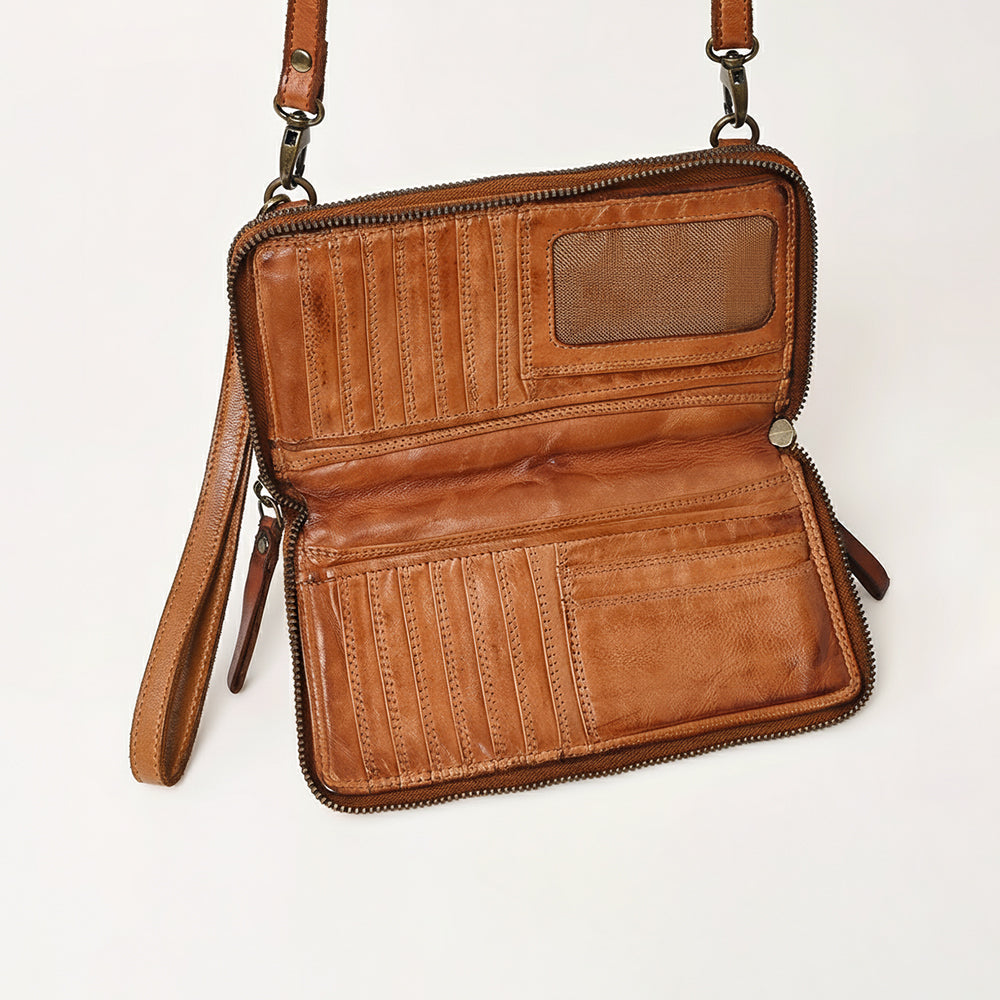 Spaghetti Western Swc433Cg Coin Purse Vintage Handmade Drum Dyed Genuine European Cowhide Leather Women Bag Western Handbag Purse