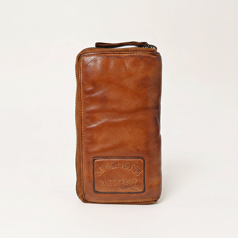 Spaghetti Western Swc434Cg Wallet Vintage Handmade Drum Dyed Genuine European Cowhide Leather Women Bag Western Handbag Purse