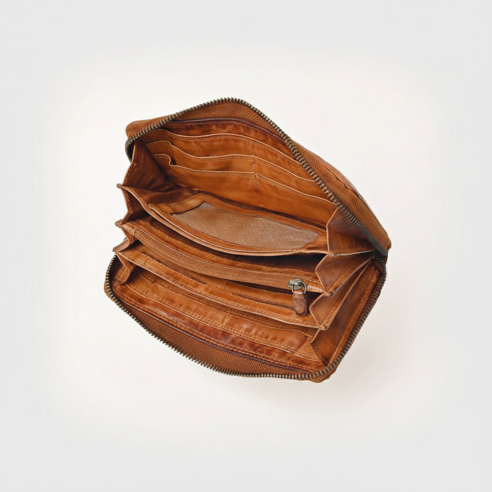 Spaghetti Western Swc434Cg Wallet Vintage Handmade Drum Dyed Genuine European Cowhide Leather Women Bag Western Handbag Purse
