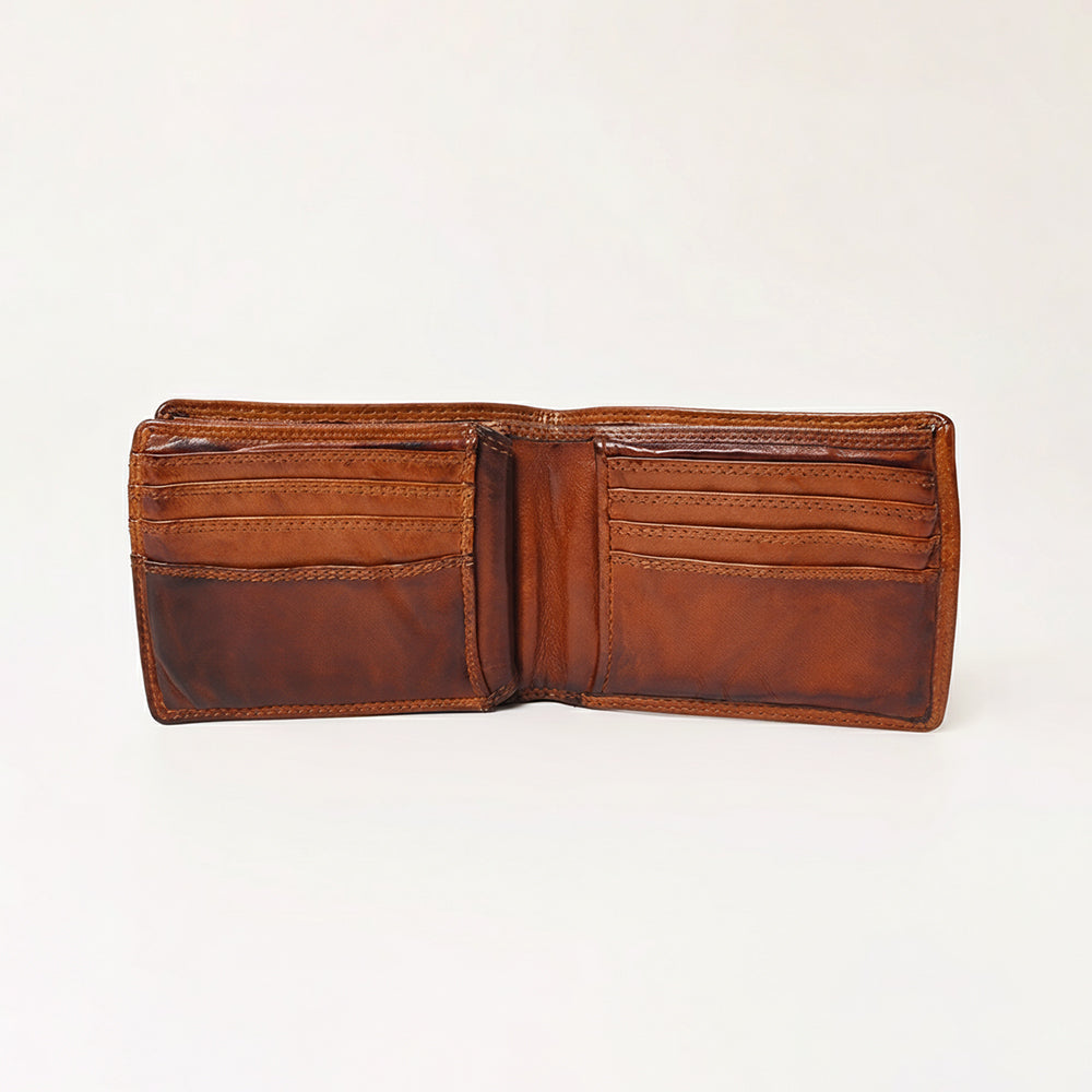 Spaghetti Western Swc463Cg Wallet Vintage Handmade Drum Dyed Genuine European Cowhide Leather Women Bag Western Handbag Purse