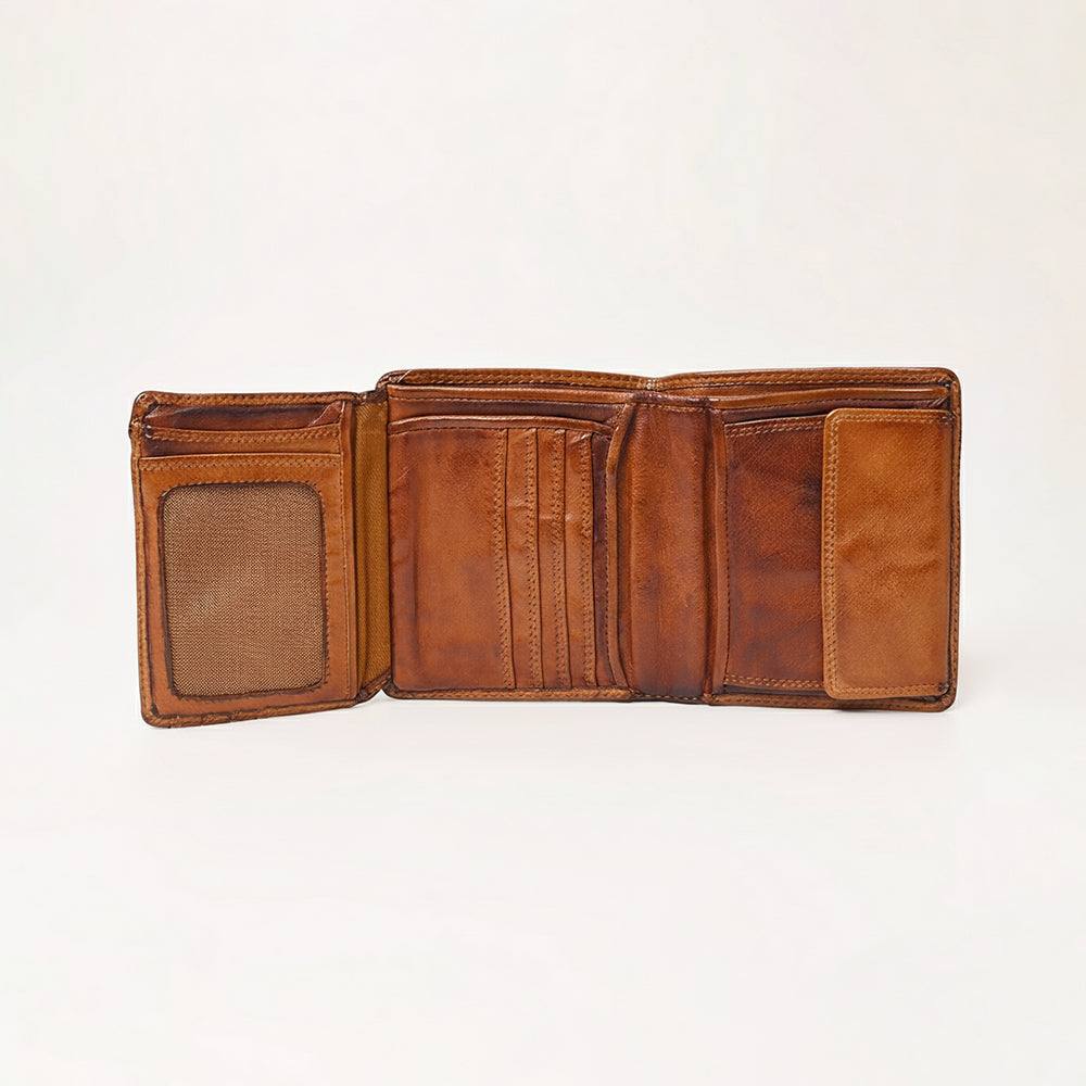 Spaghetti Western Swc465Cg Wallet Vintage Handmade Drum Dyed Genuine European Cowhide Leather Women Bag Western Handbag Purse