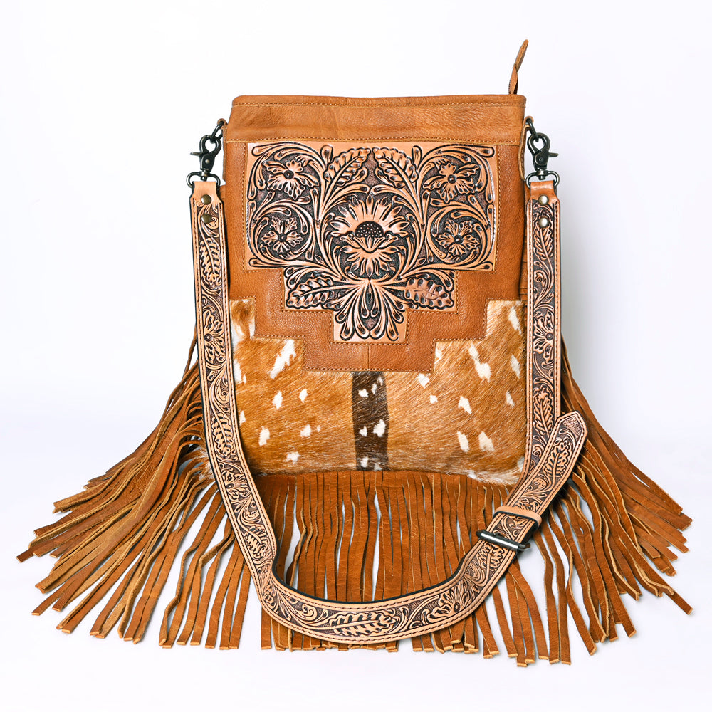 American Darling Messenger Hand Tooled Hair-On Genuine Leather