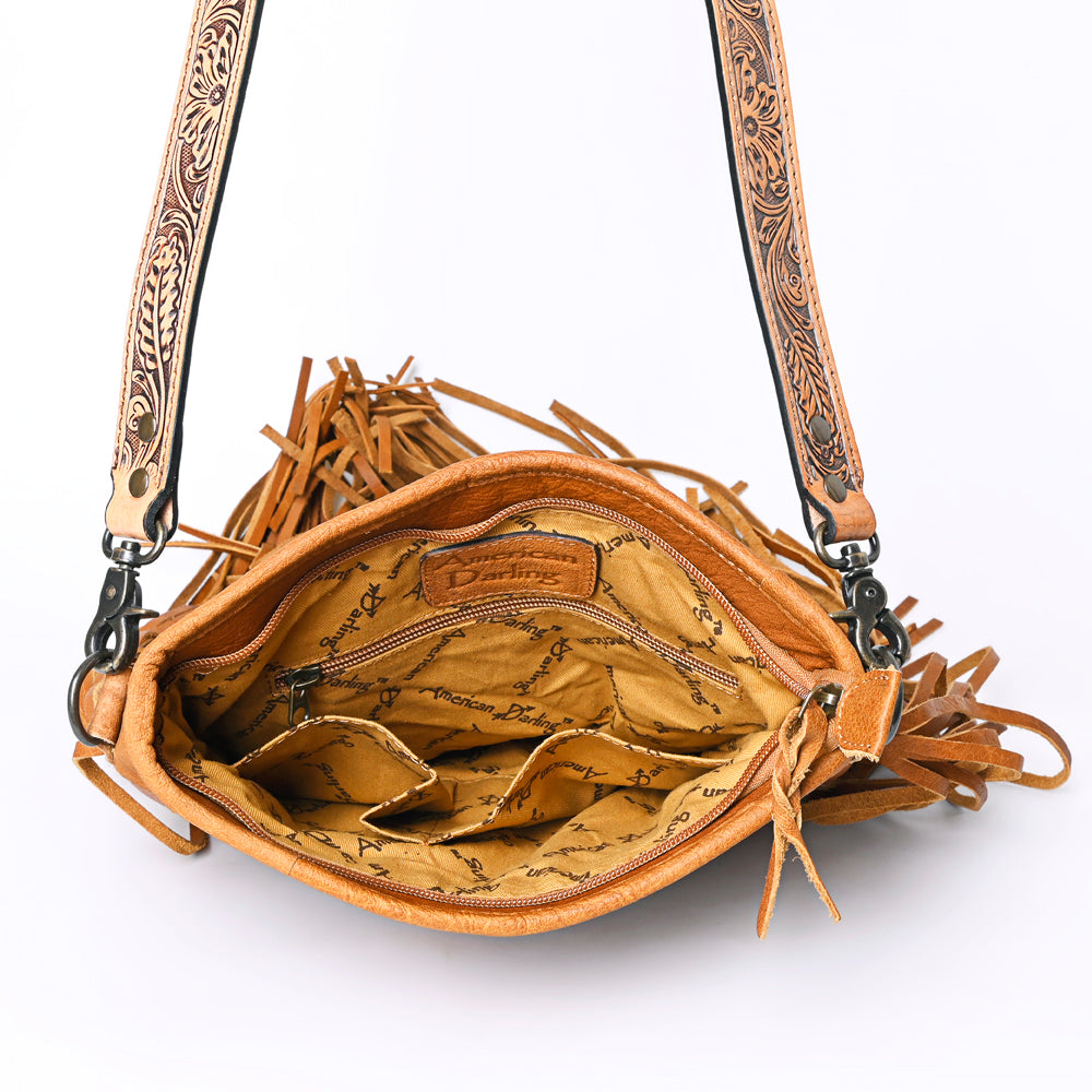 American Darling Messenger Hand Tooled Hair-On Genuine Leather