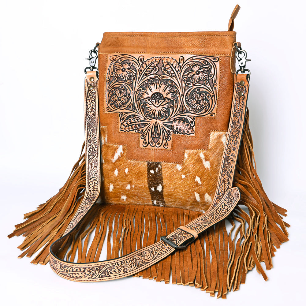 American Darling Messenger Hand Tooled Hair-On Genuine Leather