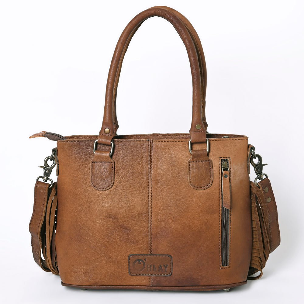 OHLAY Embossed Hair-On Leather Tote