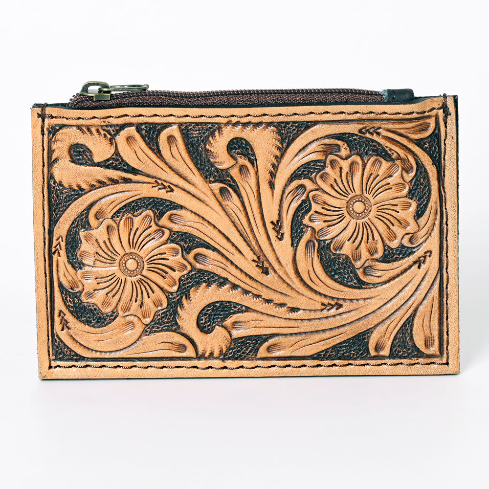 Ohlay Coin Purse Hand Tooled Genuine Leather