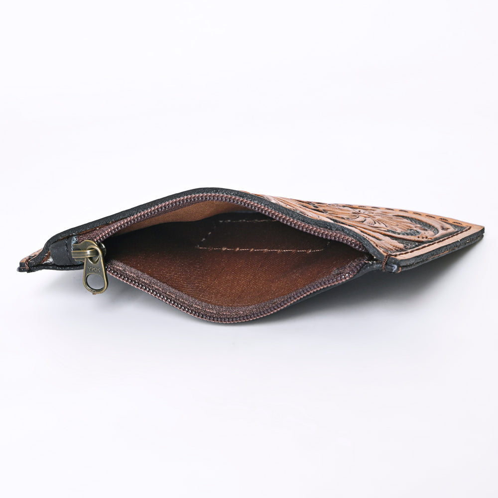 Ohlay Coin Purse Hand Tooled Genuine Leather