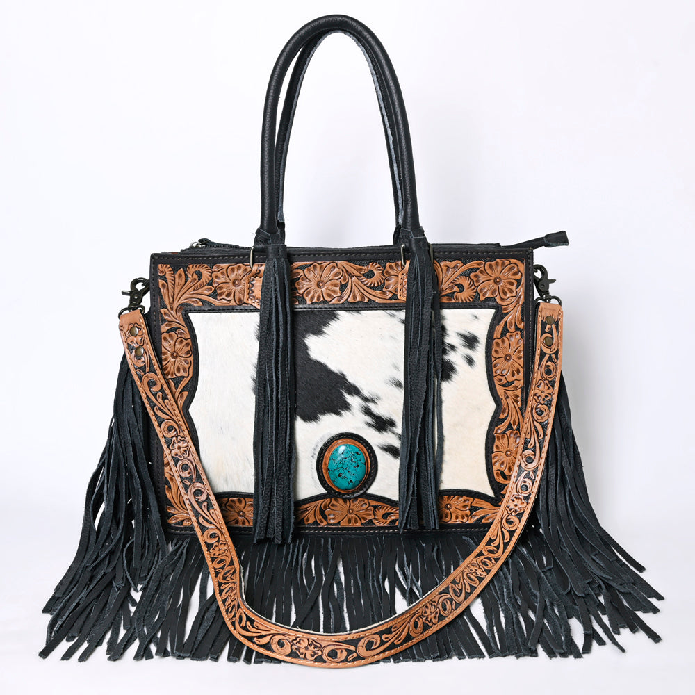 Ohlay Tote Hand Tooled Hair-on Genuine Leather