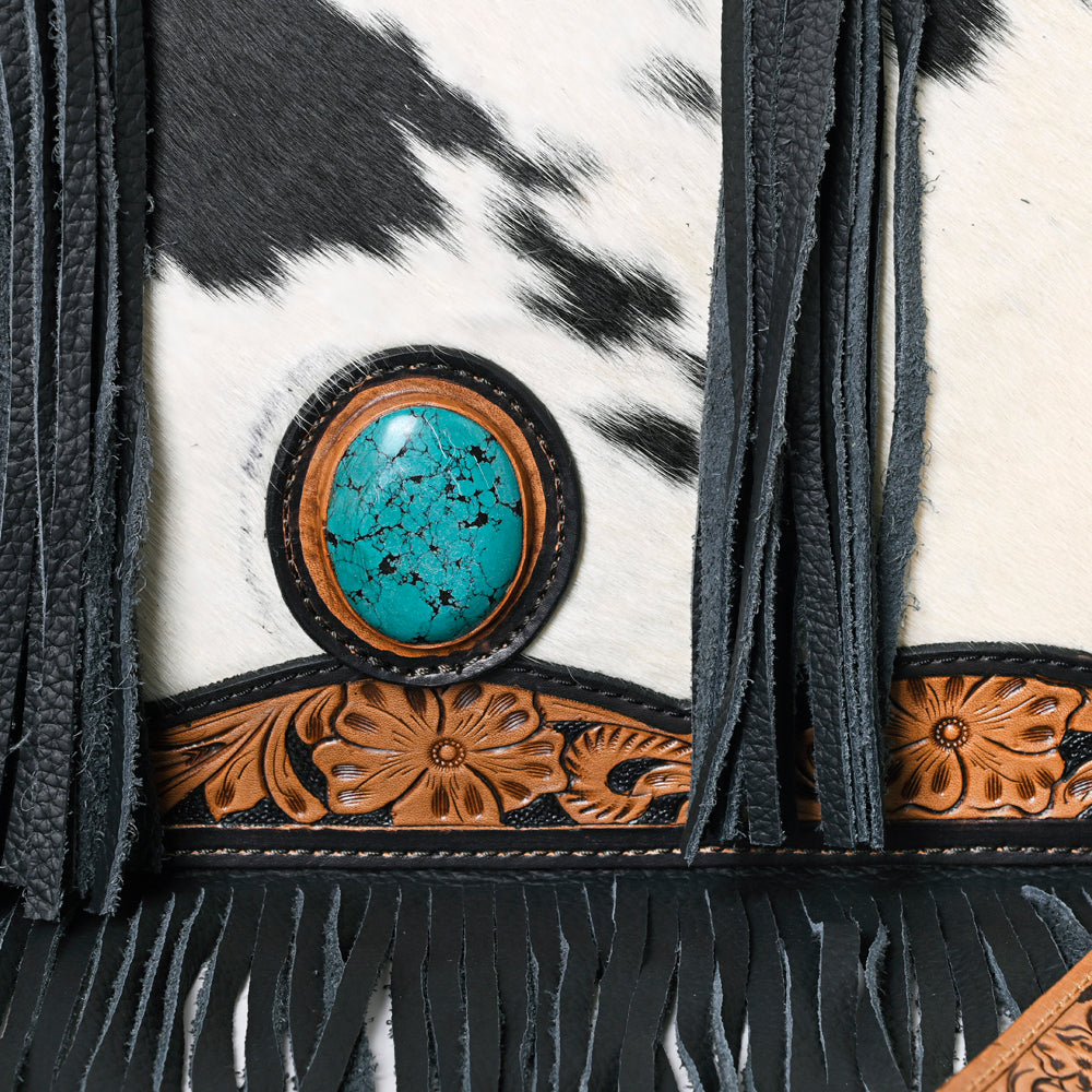 Ohlay Tote Hand Tooled Hair-on Genuine Leather