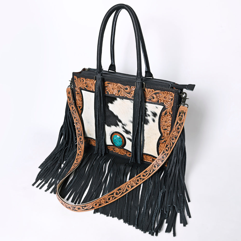 Ohlay Tote Hand Tooled Hair-on Genuine Leather