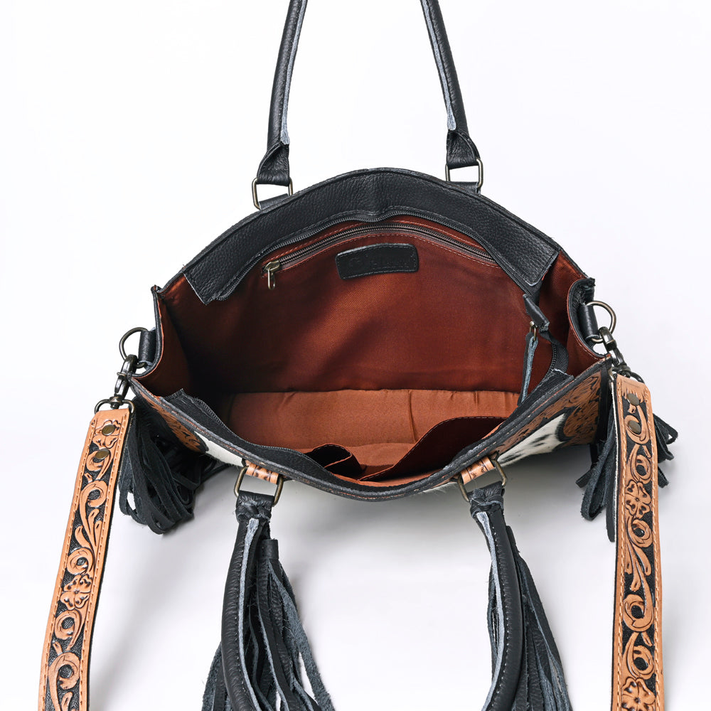 Ohlay Tote Hand Tooled Hair-on Genuine Leather