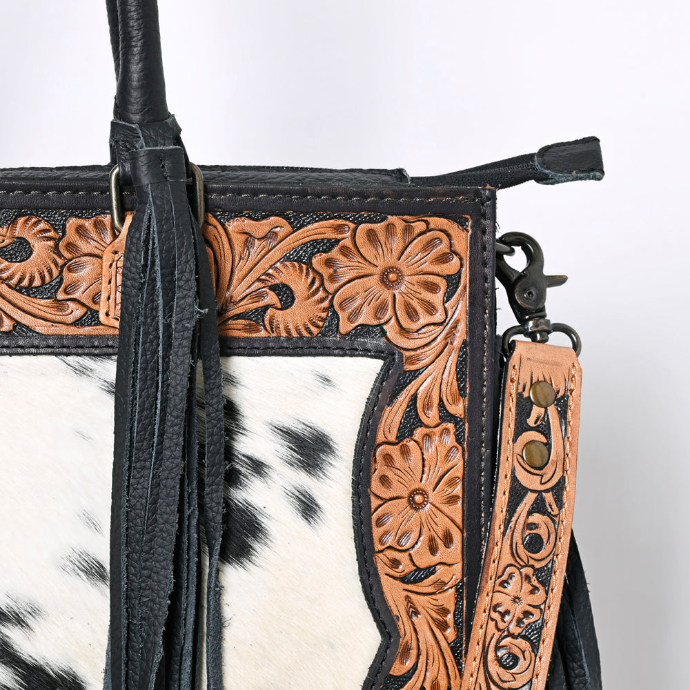 Ohlay Tote Hand Tooled Hair-on Genuine Leather