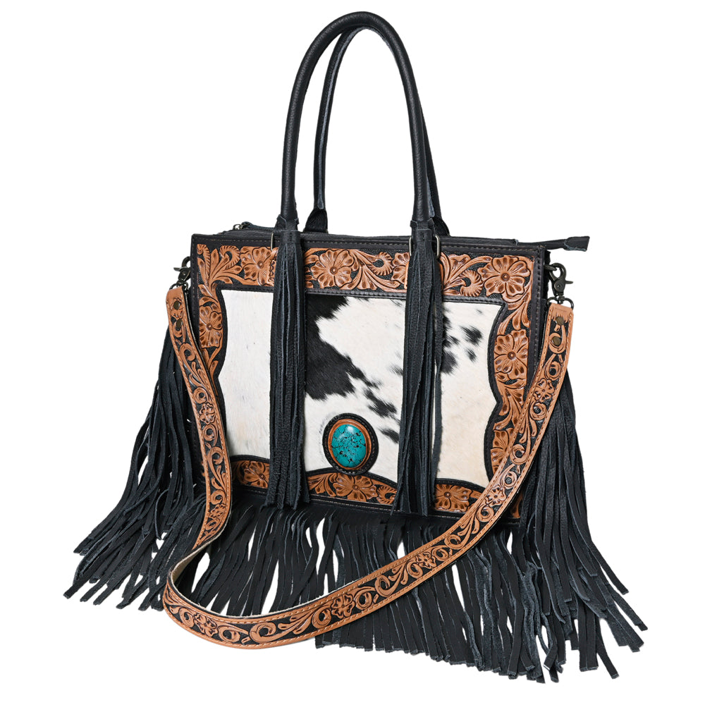 Ohlay Tote Hand Tooled Hair-on Genuine Leather