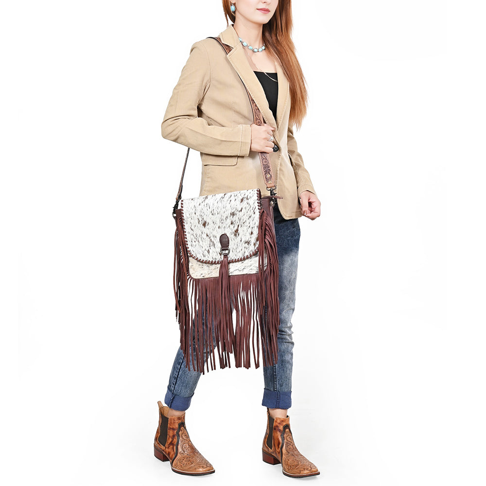 OHLAY Messenger Hair-On Genuine Leather Women Bag Western Handbag Purse | Womens Handbags Belt for Summer