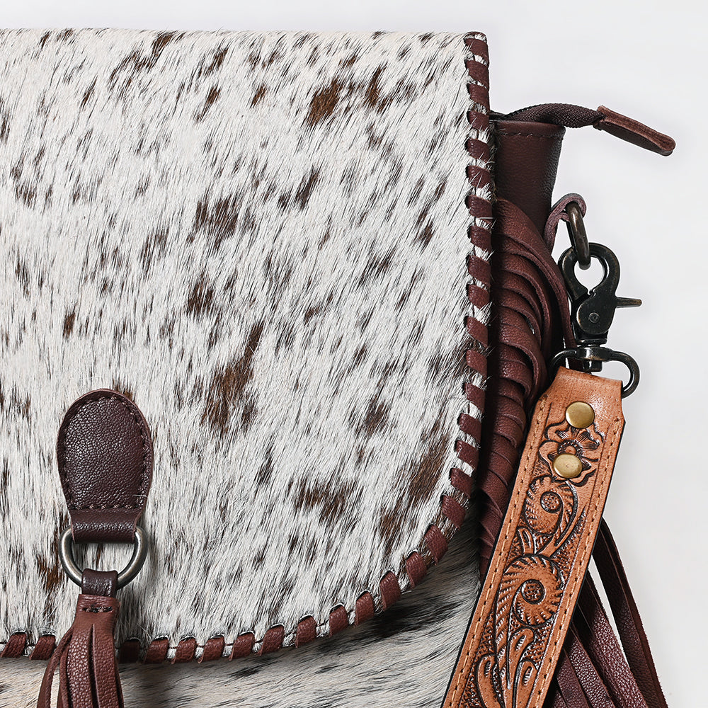 OHLAY Messenger Hair-On Genuine Leather Women Bag Western Handbag Purse | Womens Handbags Belt for Summer