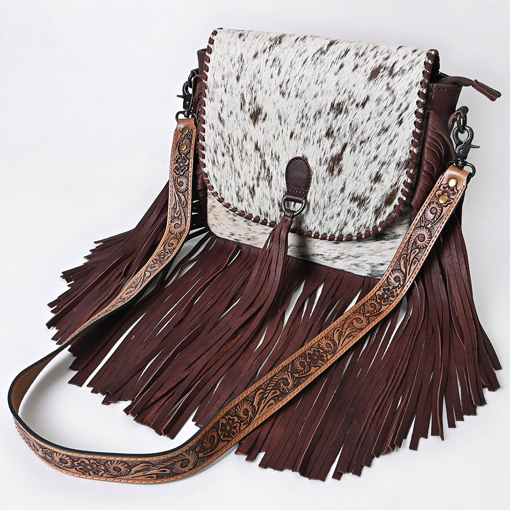 OHLAY Messenger Hair-On Genuine Leather Women Bag Western Handbag Purse | Womens Handbags Belt for Summer
