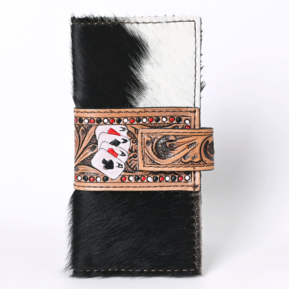 Ohlay Coin Purse Hand Tooled Hair-On Genuine Leather