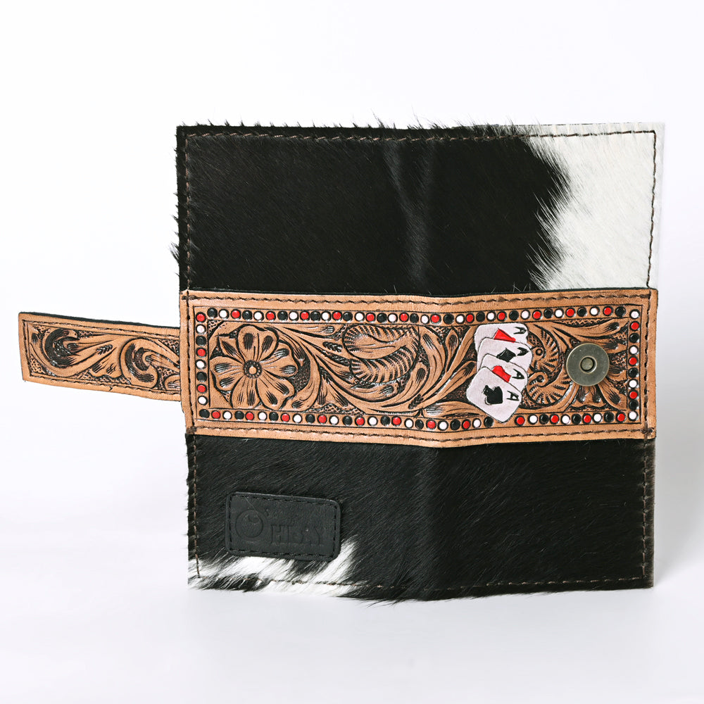 Ohlay Coin Purse Hand Tooled Hair-On Genuine Leather