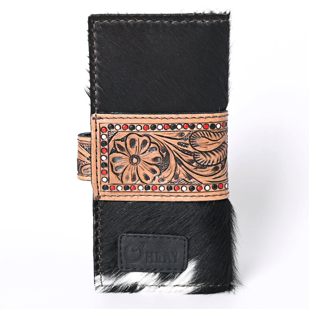 Ohlay Coin Purse Hand Tooled Hair-On Genuine Leather
